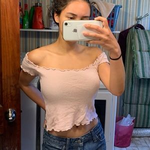 NWOT Brandy Melville Pink Off The Shoulder Top